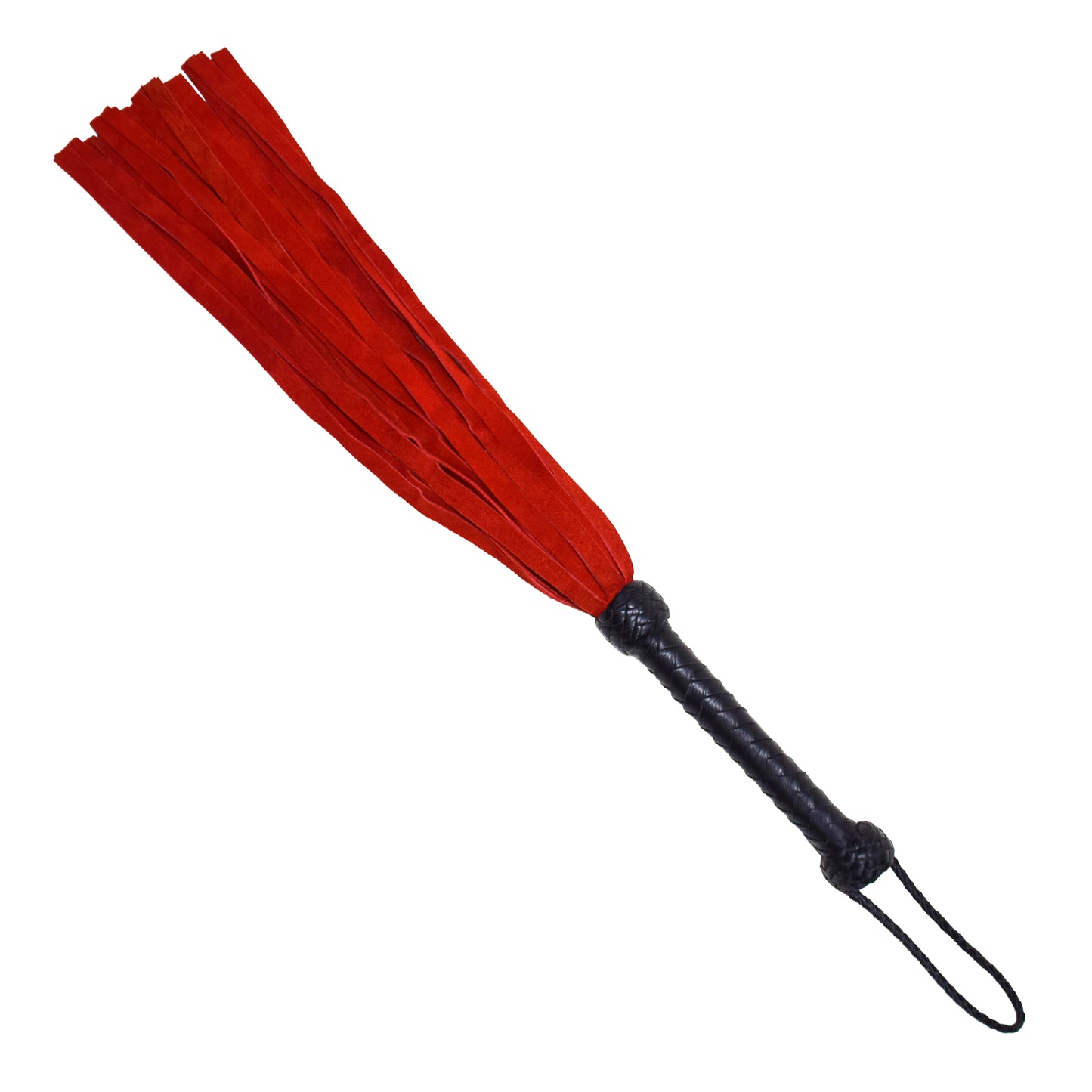Aaylans Cowhide Suede Leather Training Black & Red Flogger - 25 Tails Heavy-Duty Horse Taming & Equestrian Tool (27" Long)