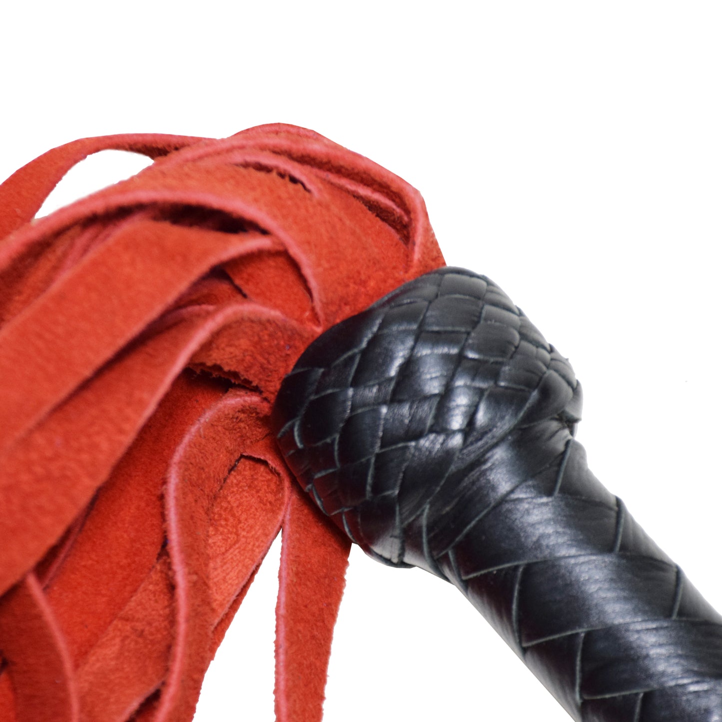 Aaylans Cowhide Suede Leather Training Black & Red Flogger - 25 Tails Heavy-Duty Horse Taming & Equestrian Tool (27" Long)