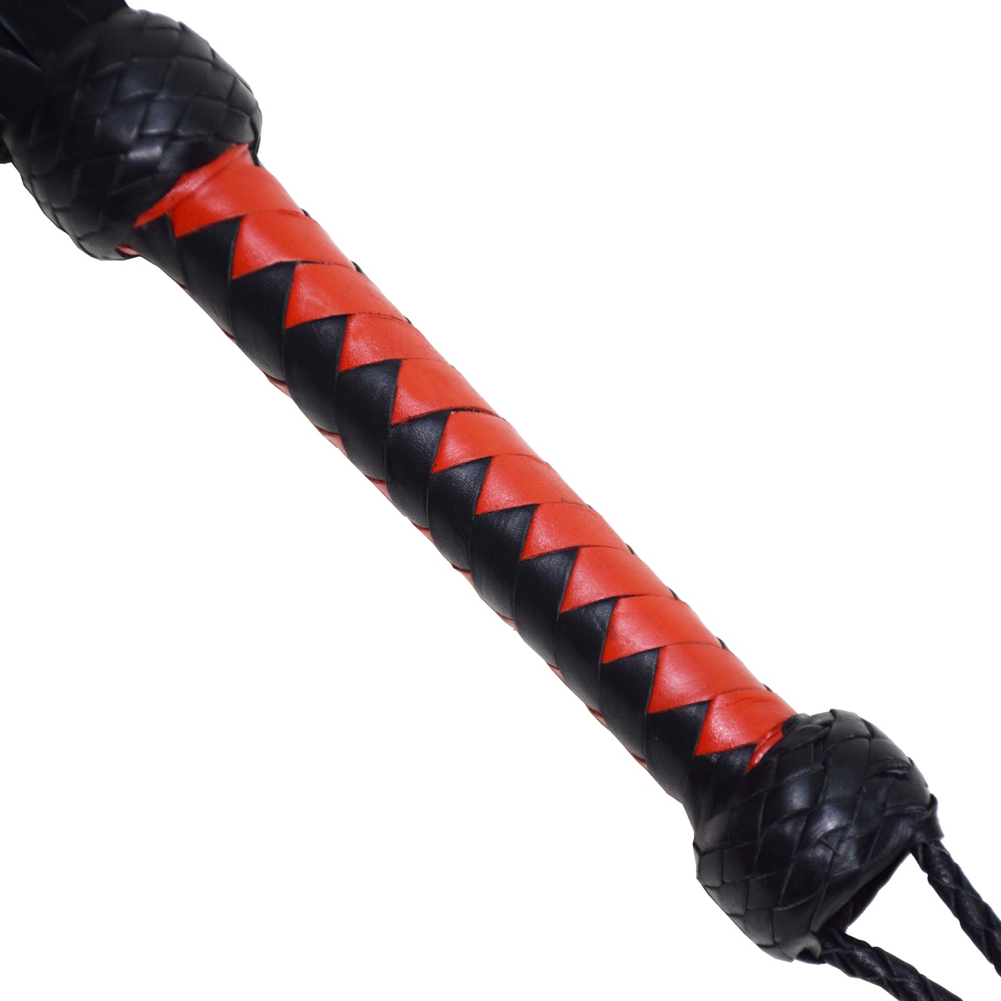 Aaylans Cowhide Suede Leather Training Red & Black Flogger - 25 Black Tails Heavy-Duty Horse Taming & Equestrian Tool (27" Long)