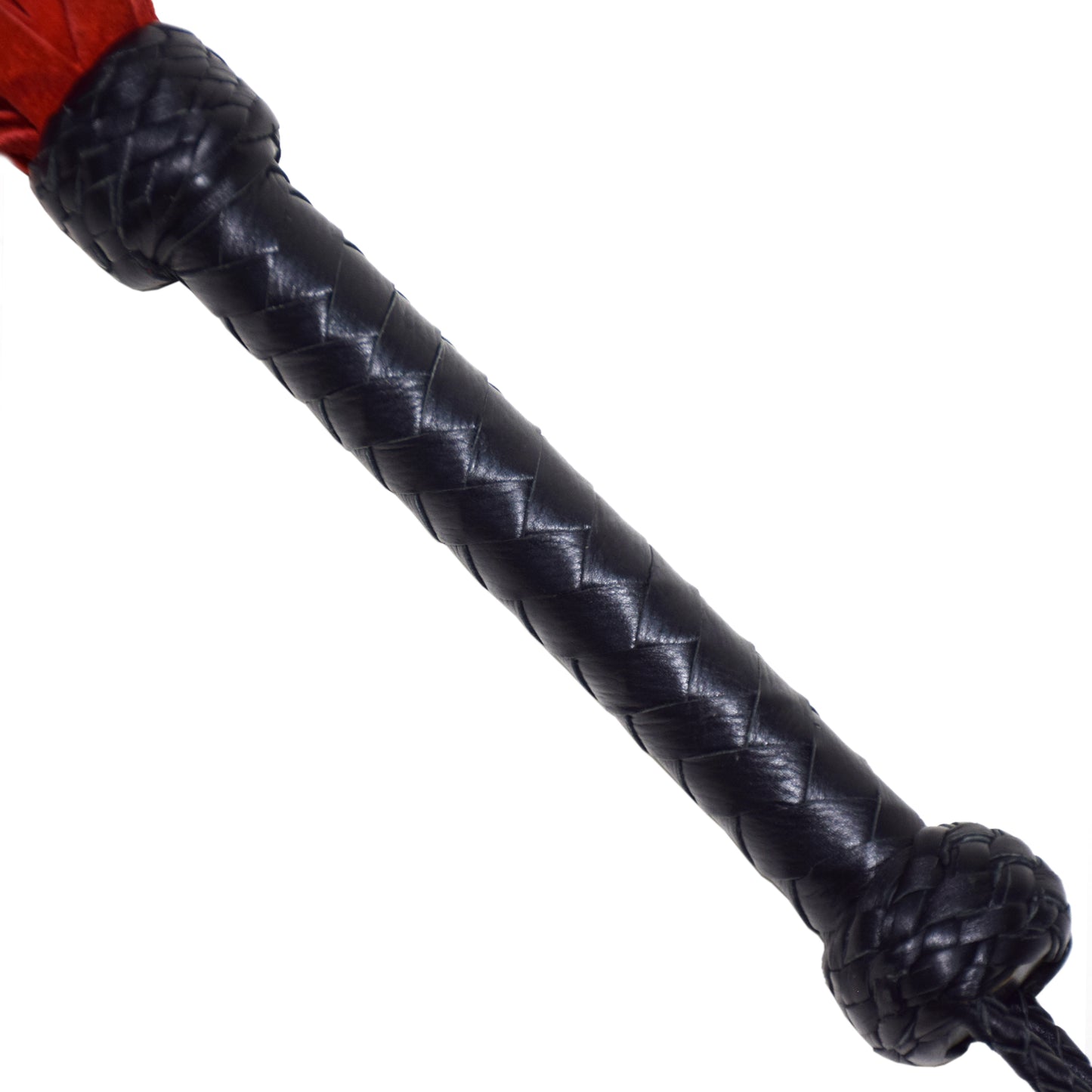 Aaylans Cowhide Suede Leather Training Black & Red Flogger - 25 Tails Heavy-Duty Horse Taming & Equestrian Tool (27" Long)