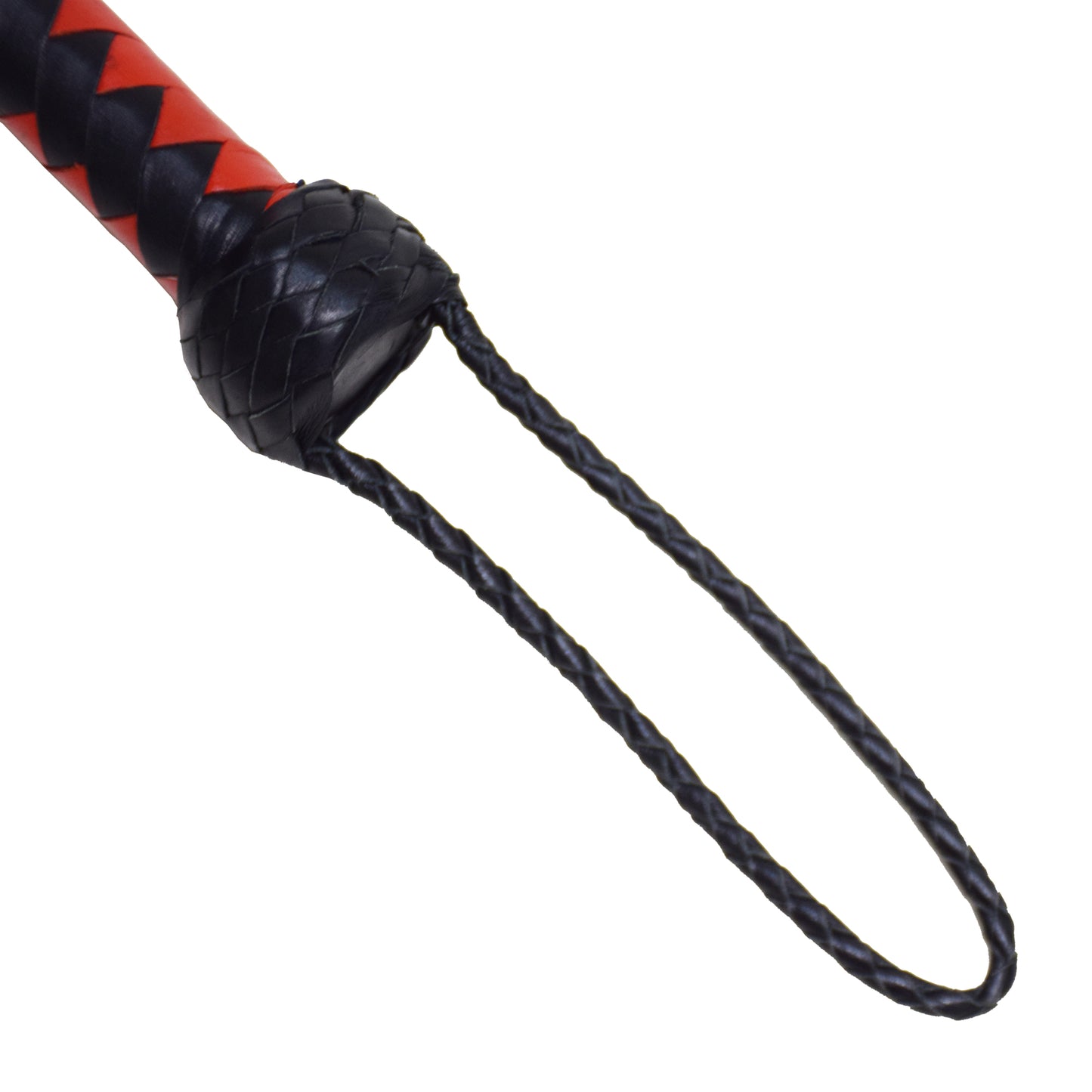 Aaylans Cowhide Suede Leather Training Red & Black Flogger - 25 Black Tails Heavy-Duty Horse Taming & Equestrian Tool (27" Long)