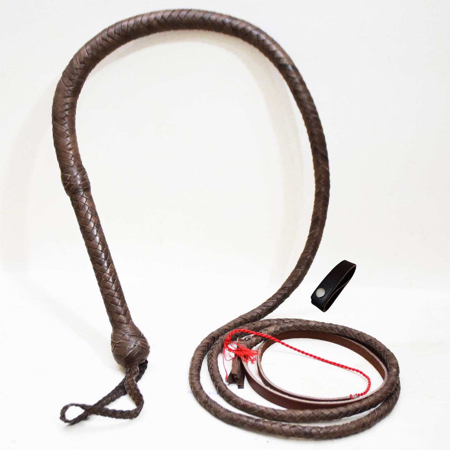Heavy Bullwhip – Real Cow Leather 16 Plait Handmade Whip (6ft–18ft) with Free Wrist Loop - V2
