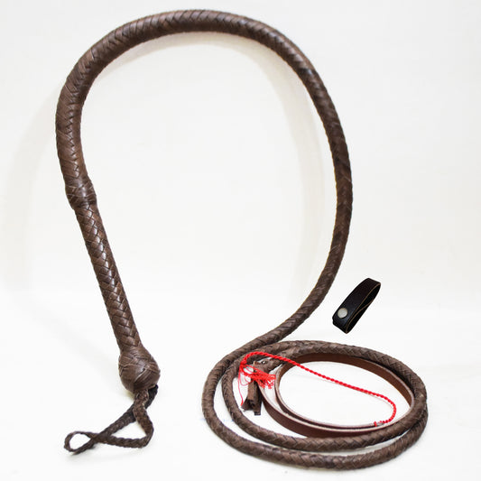 Heavy Bullwhip – Real Cow Leather 16 Plait Handmade Whip (6ft–18ft) with Free Wrist Loop - V2