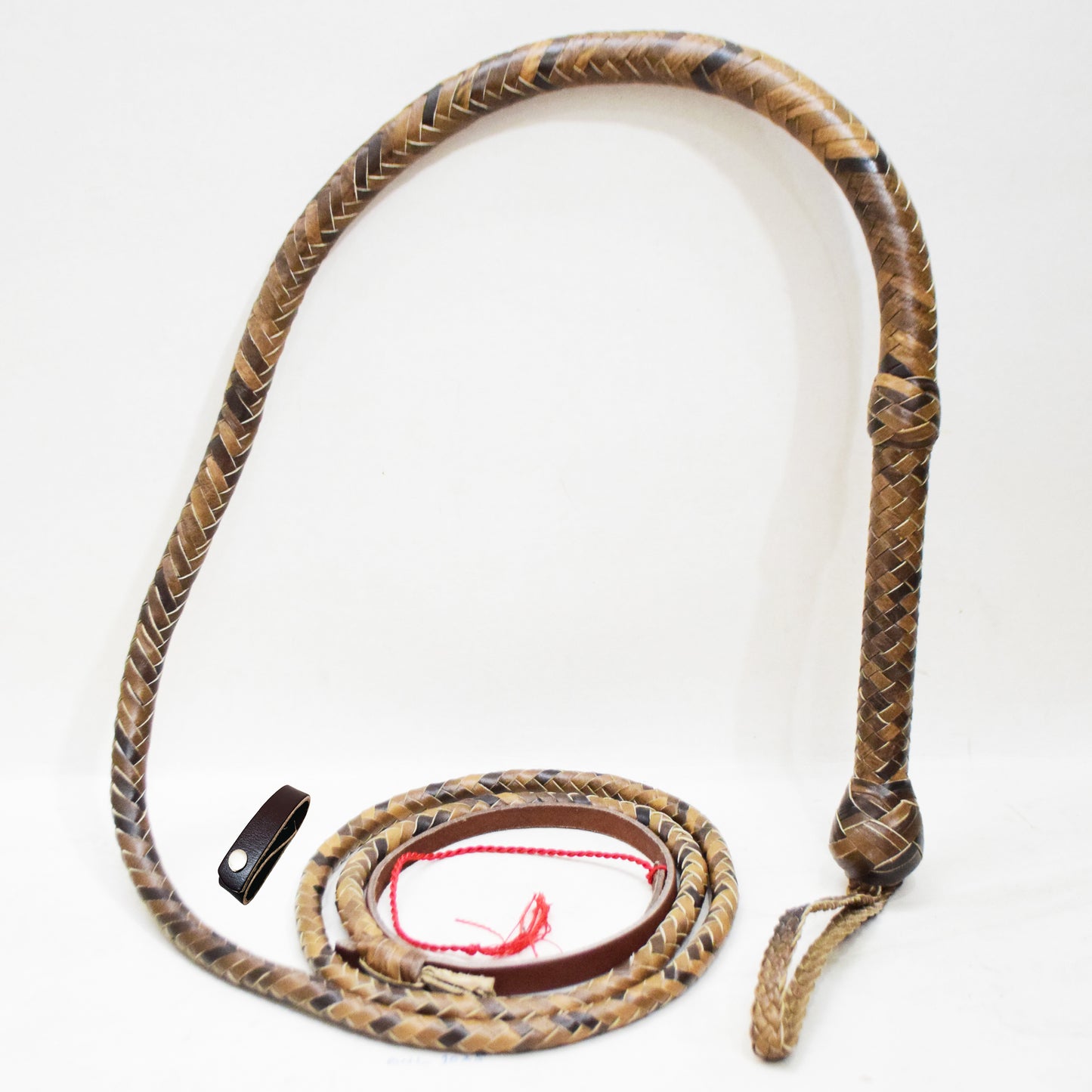 Heavy Bullwhip – Real Cow Leather 16 Plait Handmade Whip (6ft–18ft) with Free Wrist Loop - V4