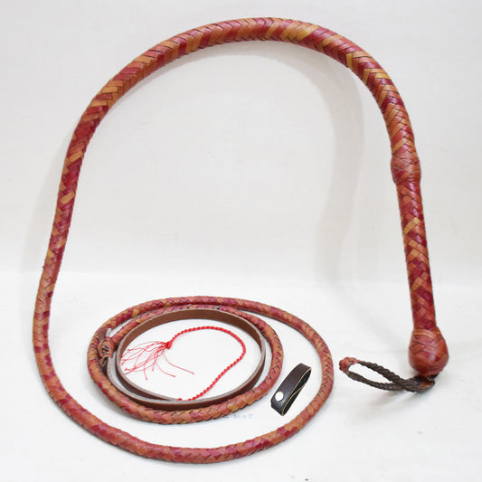 Heavy Bullwhip – Real Cow Leather 16 Plait Handmade Whip (6ft–18ft) with Free Wrist Loop - V6