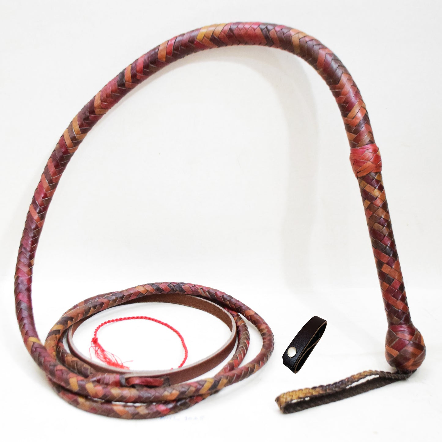 Heavy Bullwhip – Real Cow Leather 16 Plait Handmade Whip (6ft–18ft) with Free Wrist Loop - V3