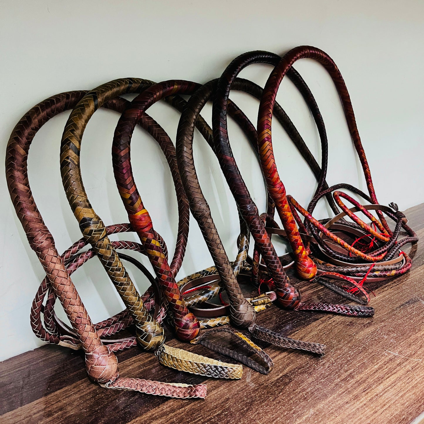 Heavy Bullwhip – Real Cow Leather 16 Plait Handmade Whip (6ft–18ft) with Free Wrist Loop - V5