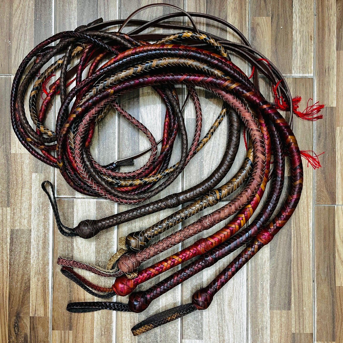 Heavy Bullwhip – Real Cow Leather 16 Plait Handmade Whip (6ft–18ft) with Free Wrist Loop - V2