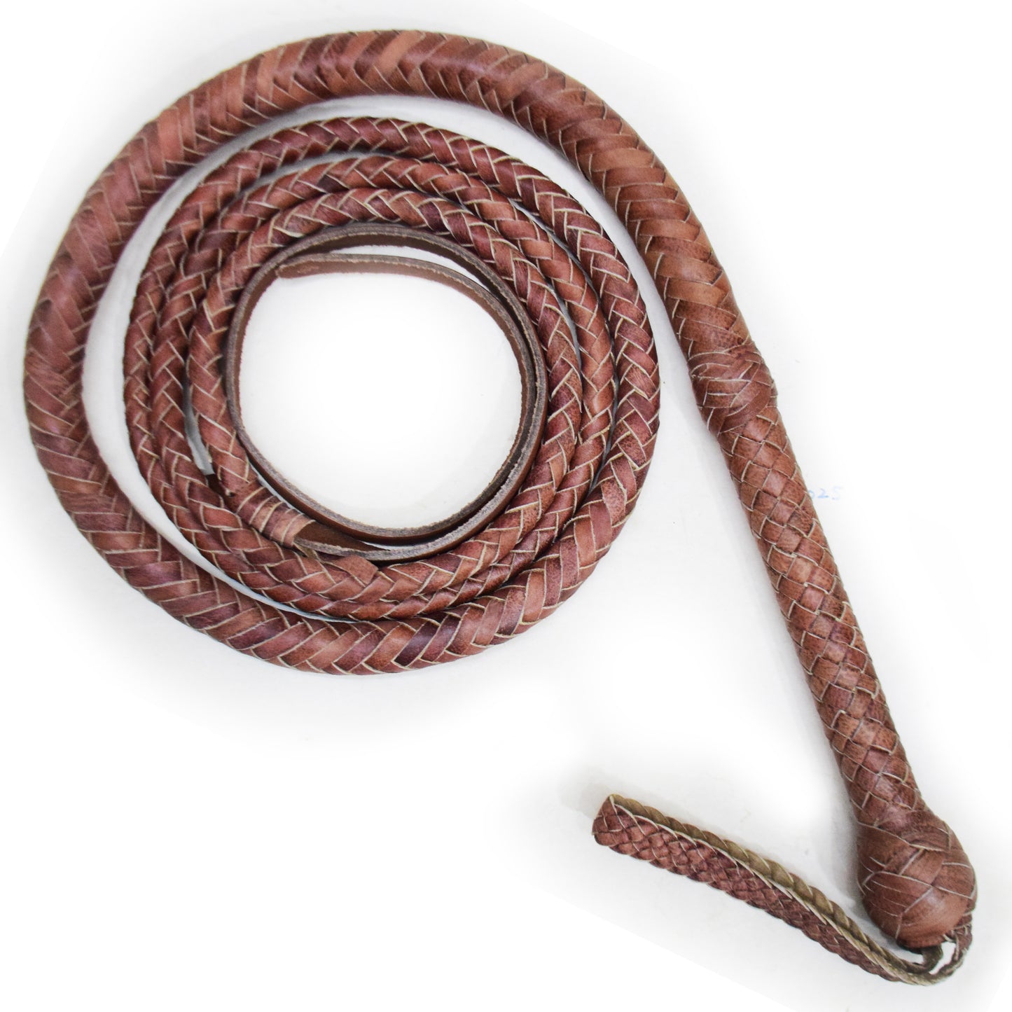 Heavy Bullwhip – Real Cow Leather 16 Plait Handmade Whip (6ft–18ft) with Free Wrist Loop - V5
