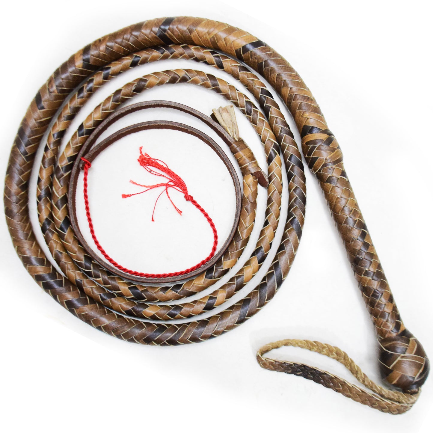 Heavy Bullwhip – Real Cow Leather 16 Plait Handmade Whip (6ft–18ft) with Free Wrist Loop - V4