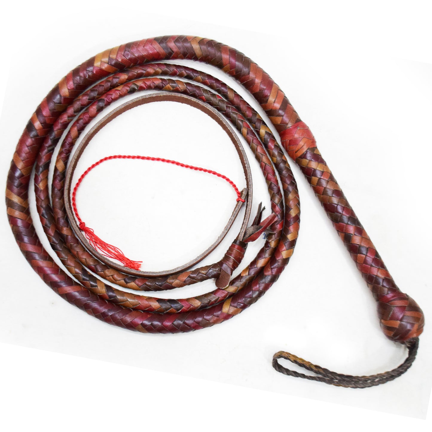 Heavy Bullwhip – Real Cow Leather 16 Plait Handmade Whip (6ft–18ft) with Free Wrist Loop - V3