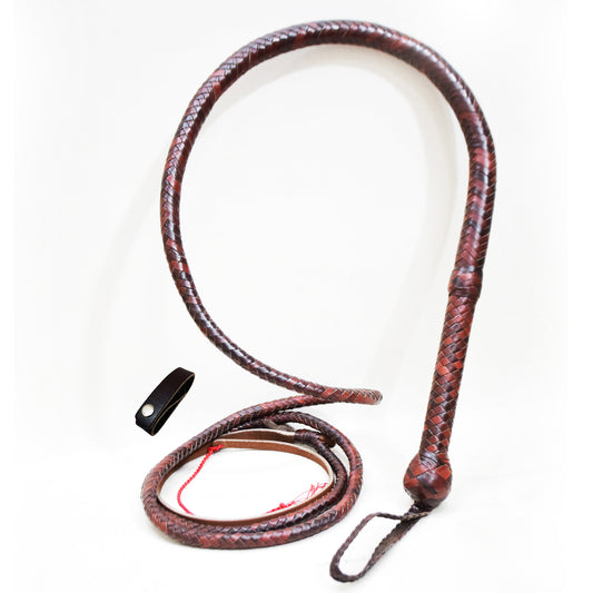 Heavy Bullwhip – Real Cow Leather 16 Plait Handmade Whip (6ft–18ft) with Free Wrist Loop - V1