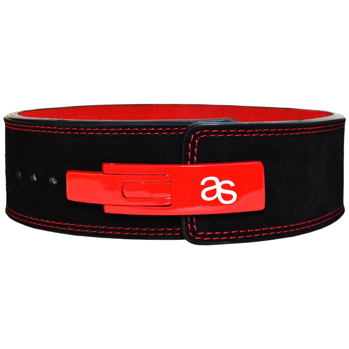 Aaylans Weightlifting Lever Belt Made of Genuine Cow Leather 13mm Thick Heavy duty Belt for Men & Women Lower Back Support for Gym Workouts Deadlifts Squats Powerlifting (Black (Red Buckle))