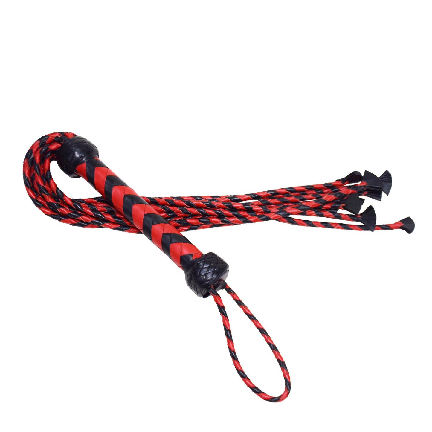 Aaylans Cow Leather Training Red & Black Cat-o-Nine Flogger - Cat-o-Nine Heavy-Duty Horse Taming & Equestrian Tool
