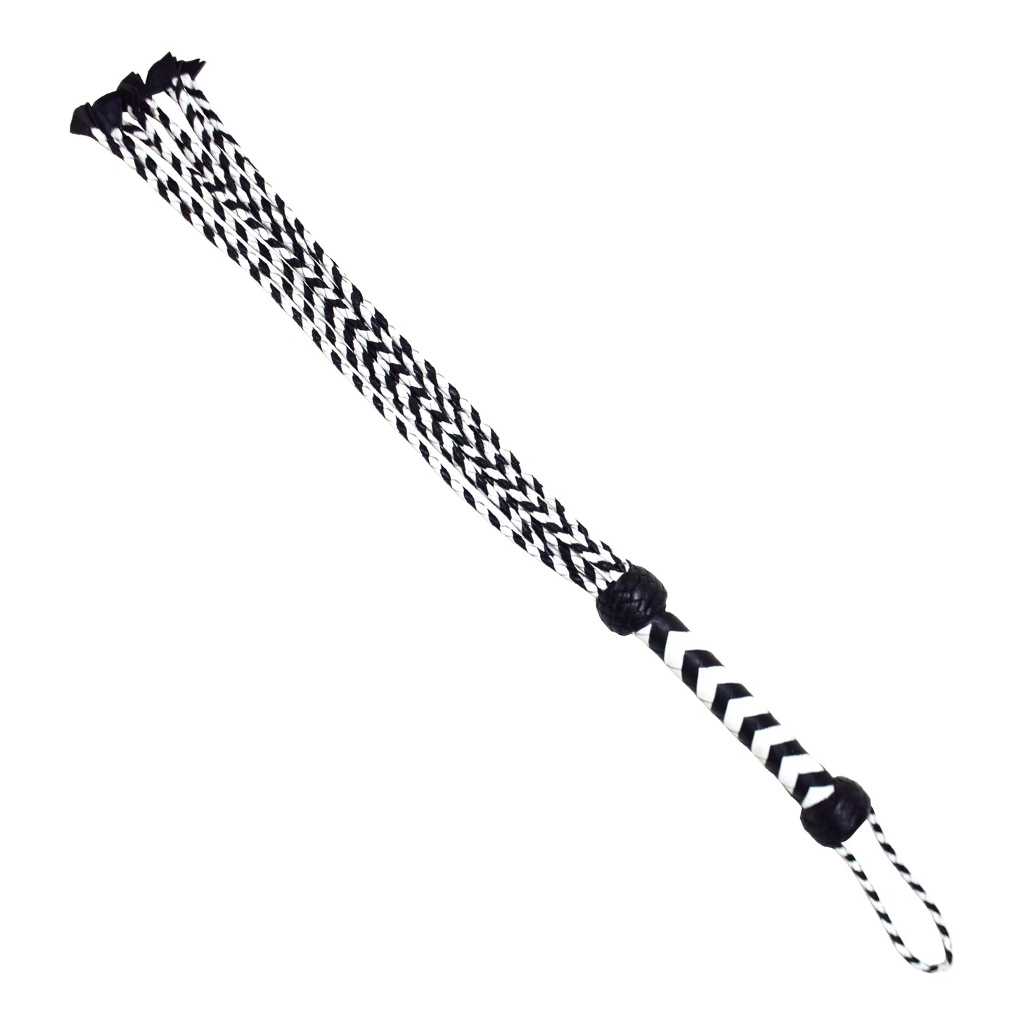 Aaylans Cow Leather Training Black & White Cat-o-Nine Flogger - Cat-o-Nine Heavy-Duty Horse Taming & Equestrian Tool