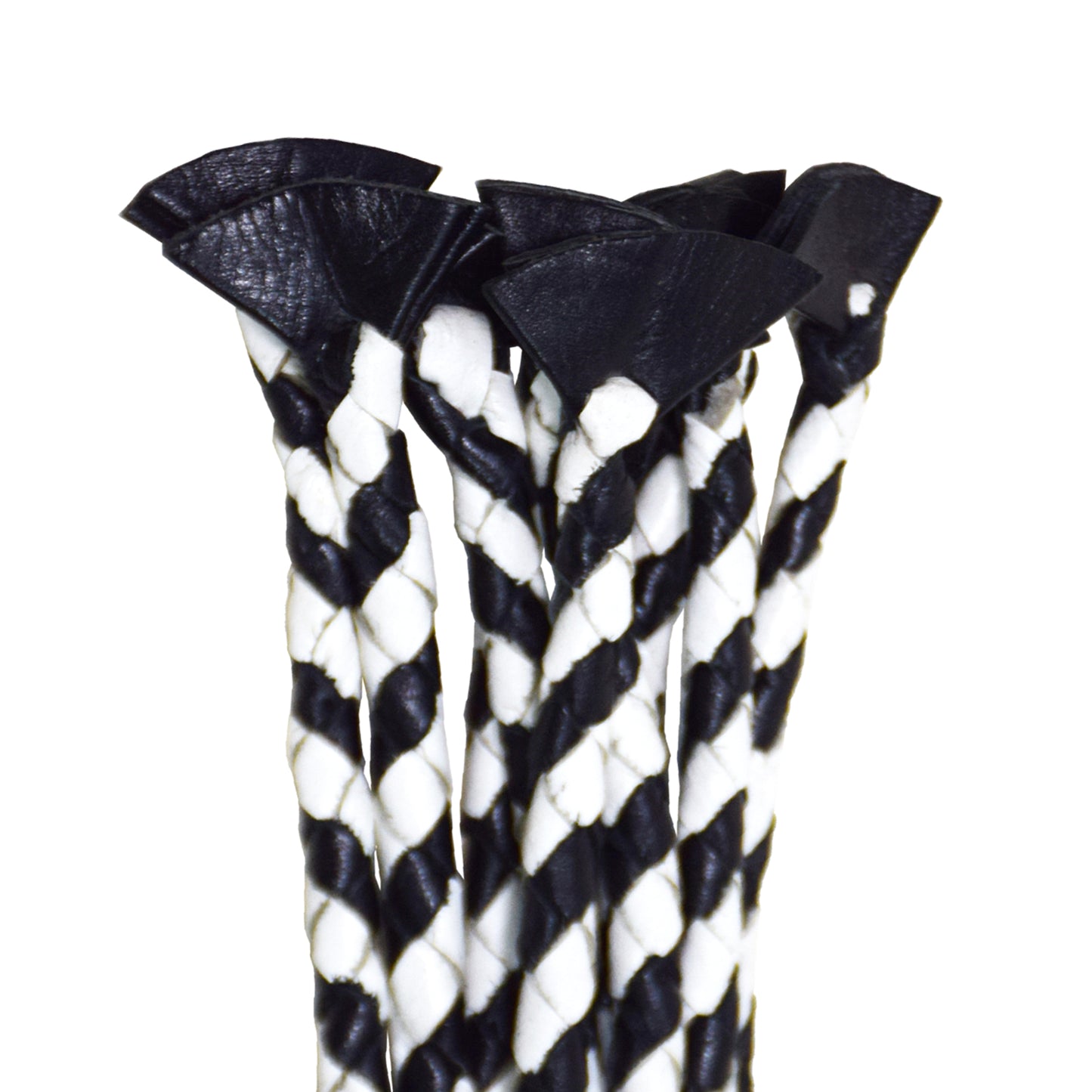 Aaylans Cow Leather Training Black & White Cat-o-Nine Flogger - Cat-o-Nine Heavy-Duty Horse Taming & Equestrian Tool