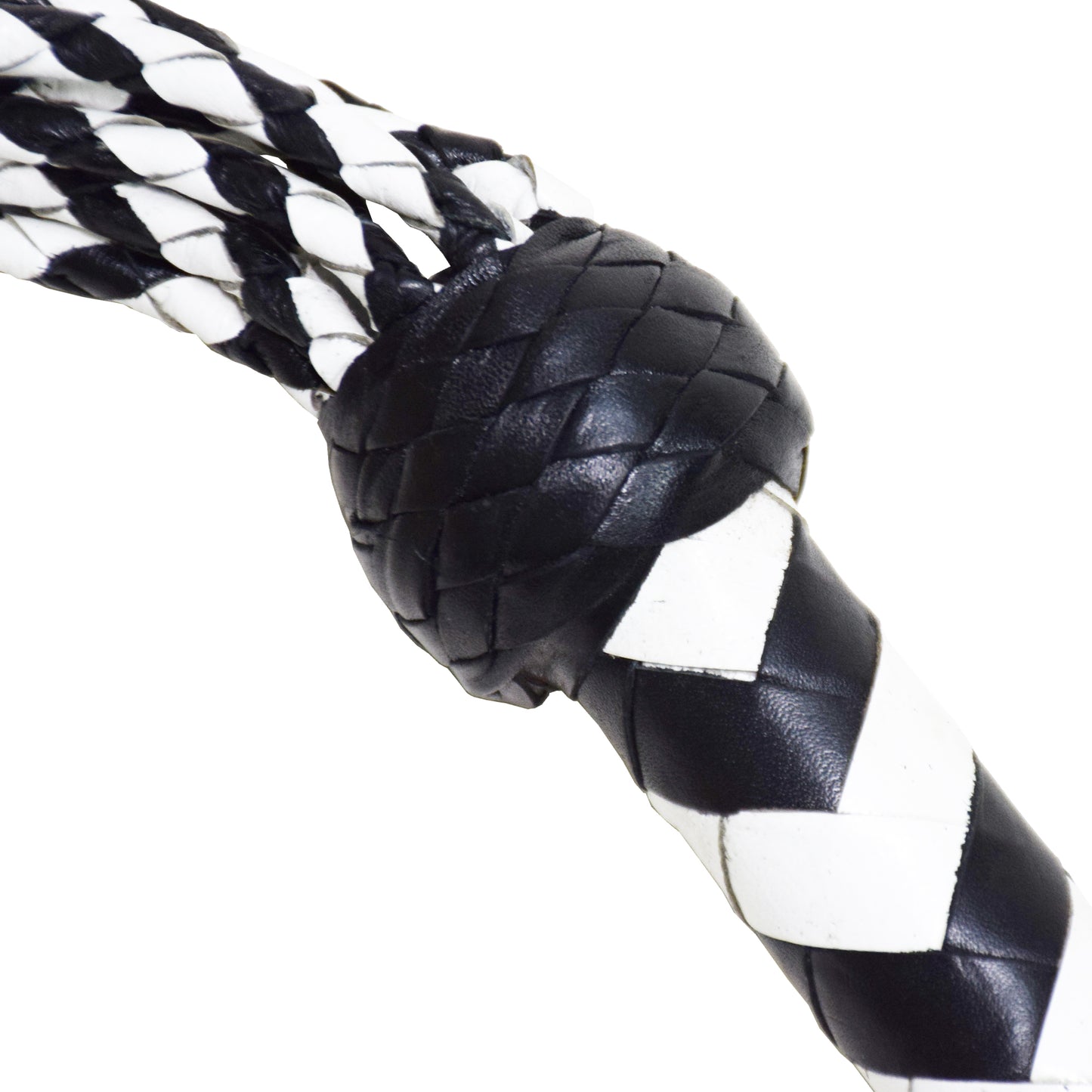 Aaylans Cow Leather Training Black & White Cat-o-Nine Flogger - Cat-o-Nine Heavy-Duty Horse Taming & Equestrian Tool