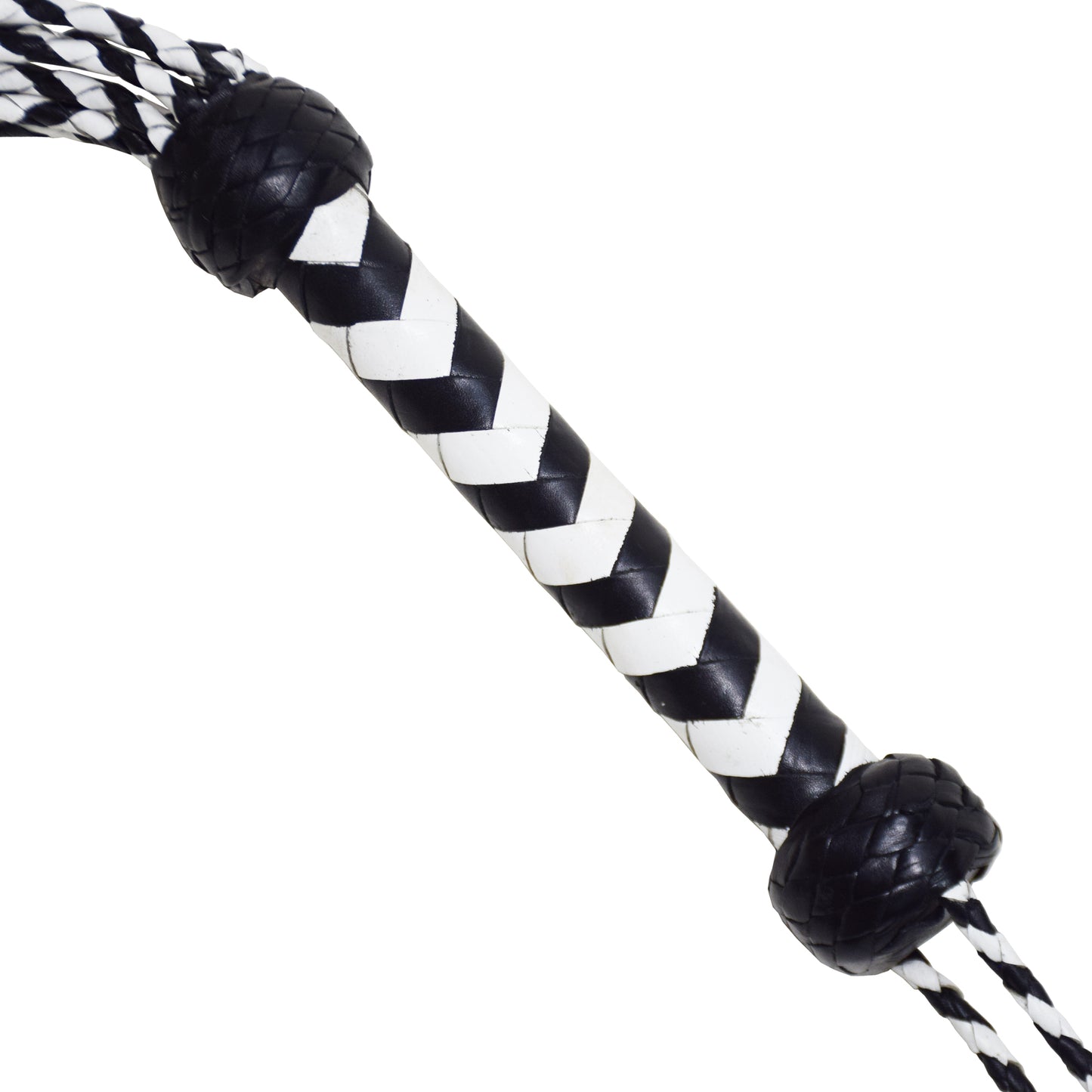 Aaylans Cow Leather Training Black & White Cat-o-Nine Flogger - Cat-o-Nine Heavy-Duty Horse Taming & Equestrian Tool