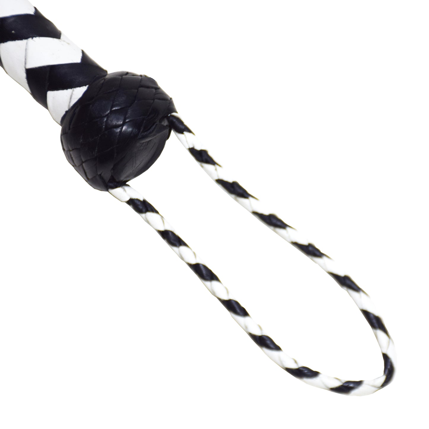 Aaylans Cow Leather Training Black & White Cat-o-Nine Flogger - Cat-o-Nine Heavy-Duty Horse Taming & Equestrian Tool