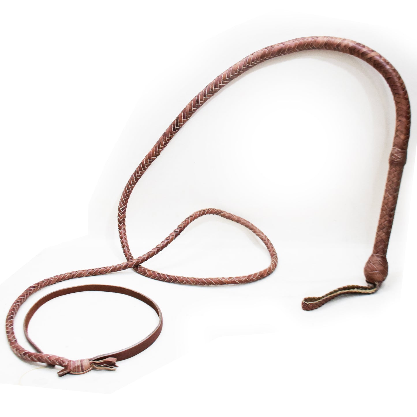 Heavy Bullwhip – Real Cow Leather 16 Plait Handmade Whip (6ft–18ft) with Free Wrist Loop - V5