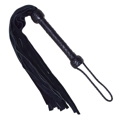 Aaylans Cowhide Suede Leather Training Black Flogger - 25 Tails Heavy-Duty Horse Taming & Equestrian Tool (27" Long)