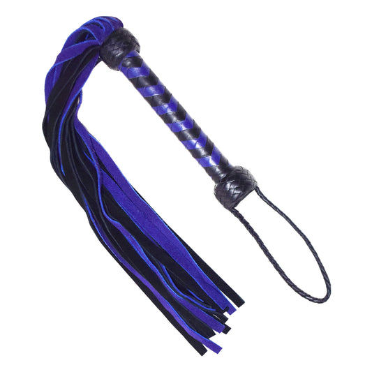 Aaylans Cowhide Suede Leather Training Purple & Black Flogger - 25 Tails Heavy-Duty Horse Taming & Equestrian Tool (27" Long)