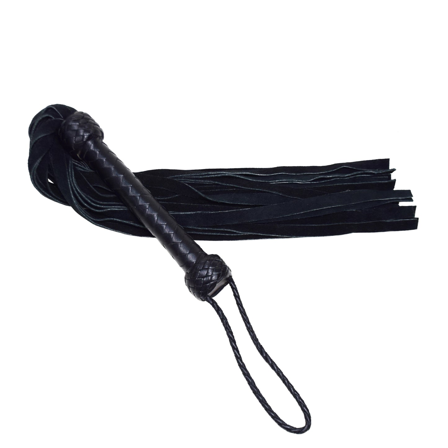 Aaylans Cowhide Suede Leather Training Black Flogger - 25 Tails Heavy-Duty Horse Taming & Equestrian Tool (27" Long)