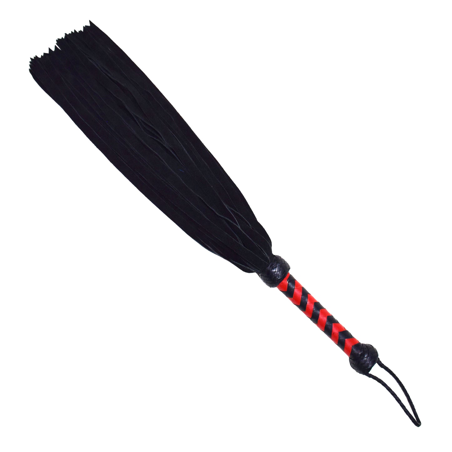 Aaylans Cowhide Suede Leather Training Red & Black Flogger - 25 Tails Heavy-Duty Horse Taming & Equestrian Tool (27" Long)