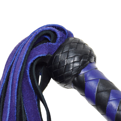 Aaylans Cowhide Suede Leather Training Purple & Black Flogger - 25 Tails Heavy-Duty Horse Taming & Equestrian Tool (27" Long)