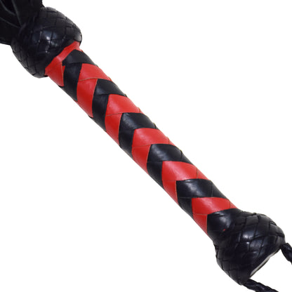 Aaylans Cowhide Suede Leather Training Red & Black Flogger - 25 Tails Heavy-Duty Horse Taming & Equestrian Tool (27" Long)