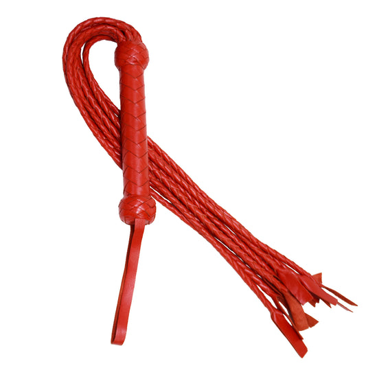 Aaylans Cow Leather Training Red Cat-o-Nine Flogger - Cat-o-Nine Heavy-Duty Horse Taming & Equestrian Tool