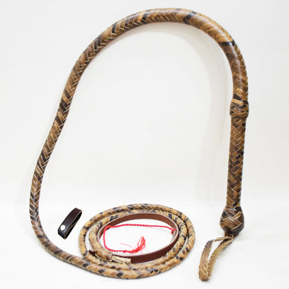 Heavy Bullwhip – Real Cow Leather 16 Plait Handmade Whip (6ft–18ft) with Free Wrist Loop - V4