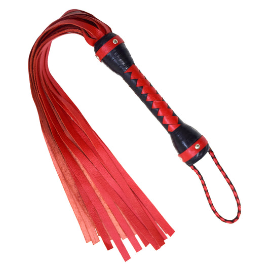 Aaylans Cowhide Suede Leather Training Red & Black Flogger - 25 Mild Tails Heavy-Duty Horse Taming & Equestrian Tool (27" Long)