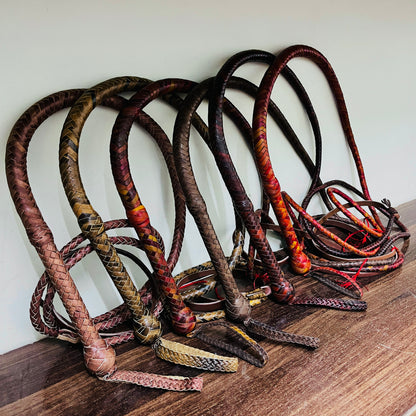 Heavy Bullwhip – Real Cow Leather 16 Plait Handmade Whip (6ft–18ft) with Free Wrist Loop - V5