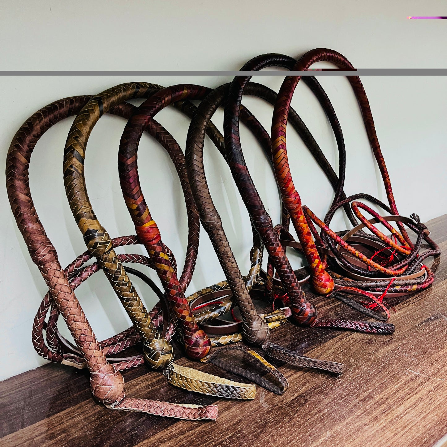 Heavy Bullwhip – Real Cow Leather 16 Plait Handmade Whip (6ft–18ft) with Free Wrist Loop - V1