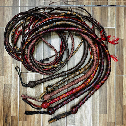 Heavy Bullwhip – Real Cow Leather 16 Plait Handmade Whip (6ft–18ft) with Free Wrist Loop - V1