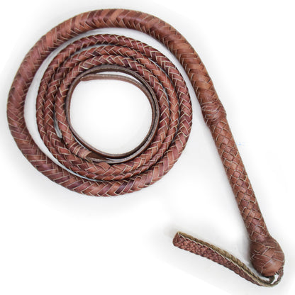 Heavy Bullwhip – Real Cow Leather 16 Plait Handmade Whip (6ft–18ft) with Free Wrist Loop - V5