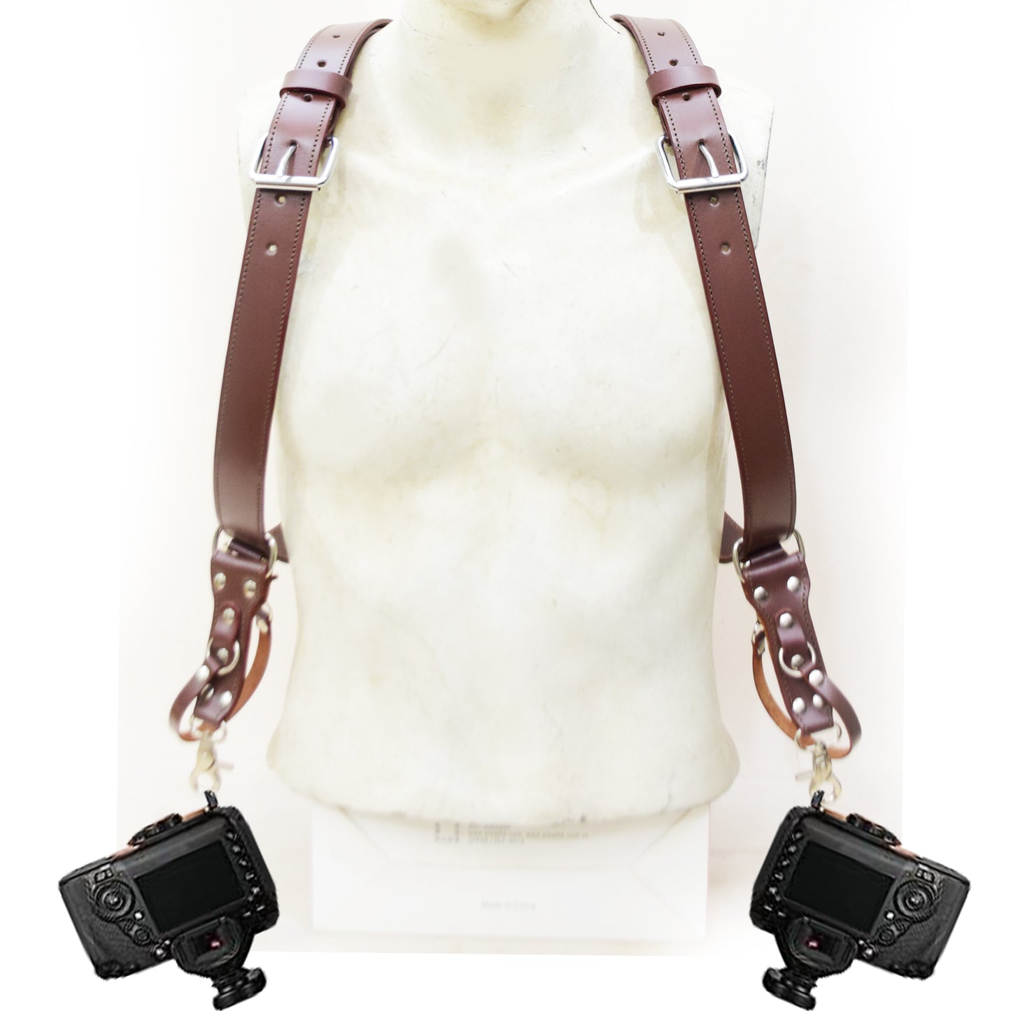 Leather Dual Camera Harness – Handmade Adjustable Sling Strap for Two Cameras | Comfortable & Durable for Professional Photographers V3