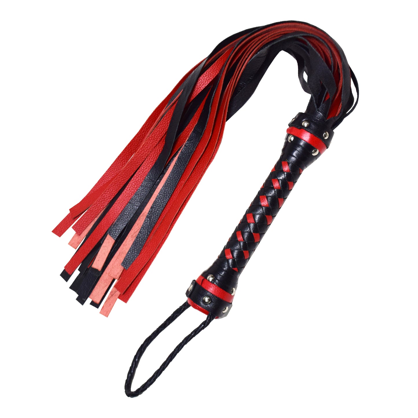 Aaylans Cow Leather Training Black & Red Flogger - 25 Tails Heavy-Duty Horse Taming & Equestrian Tool