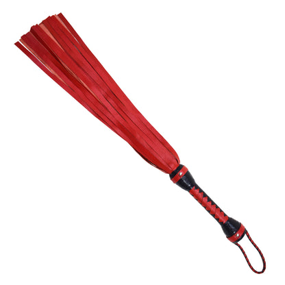 Aaylans Cowhide Suede Leather Training Red & Black Flogger - 25 Mild Tails Heavy-Duty Horse Taming & Equestrian Tool (27" Long)