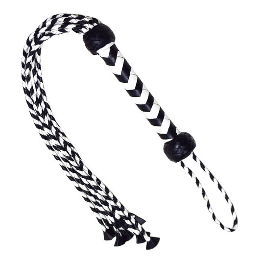 Aaylans Cow Leather Training Black & White Cat-o-Nine Flogger - Cat-o-Nine Heavy-Duty Horse Taming & Equestrian Tool