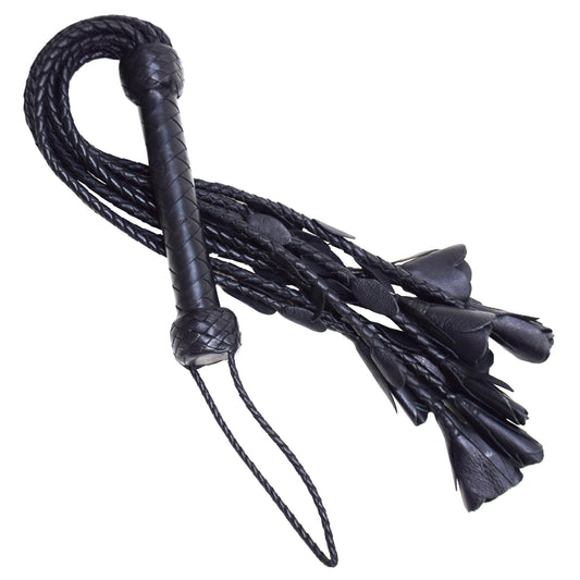 Aaylans Cow Leather Training Black Flowers Cat-o-Nine Flogger - Cat-o-Nine Heavy-Duty Horse Taming & Equestrian Tool (Copy)