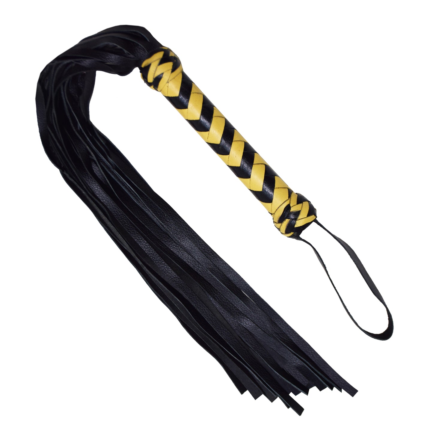 Aaylans Cowhide Suede Leather Training Beige & Black Flogger - 25 Mild Tails Heavy-Duty Horse Taming & Equestrian Tool (27" Long)