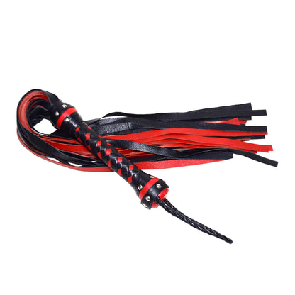 Aaylans Cow Leather Training Black & Red Flogger - 25 Tails Heavy-Duty Horse Taming & Equestrian Tool