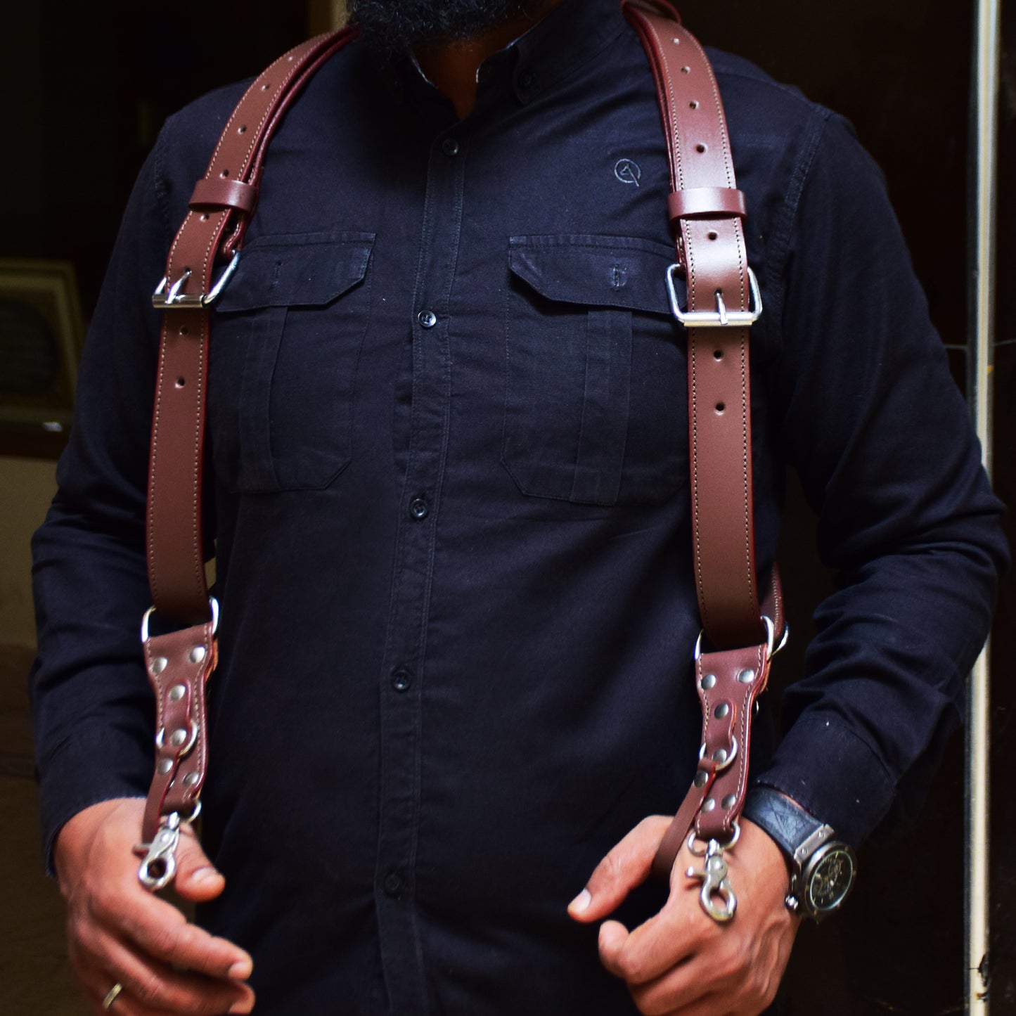 Leather Dual Camera Harness – Handmade Adjustable Sling Strap for Two Cameras | Comfortable & Durable for Professional Photographers V3