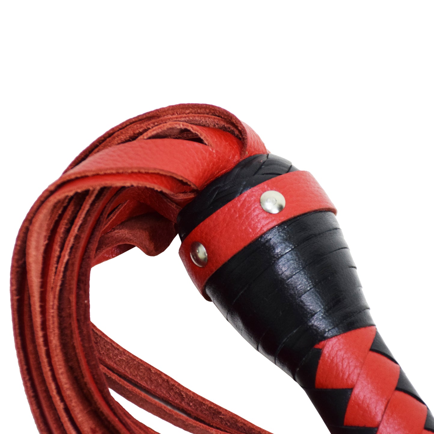 Aaylans Cowhide Suede Leather Training Red & Black Flogger - 25 Mild Tails Heavy-Duty Horse Taming & Equestrian Tool (27" Long)