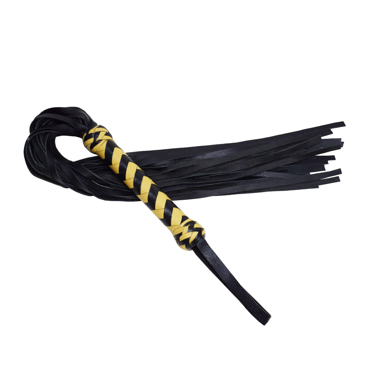 Aaylans Cowhide Suede Leather Training Beige & Black Flogger - 25 Mild Tails Heavy-Duty Horse Taming & Equestrian Tool (27" Long)