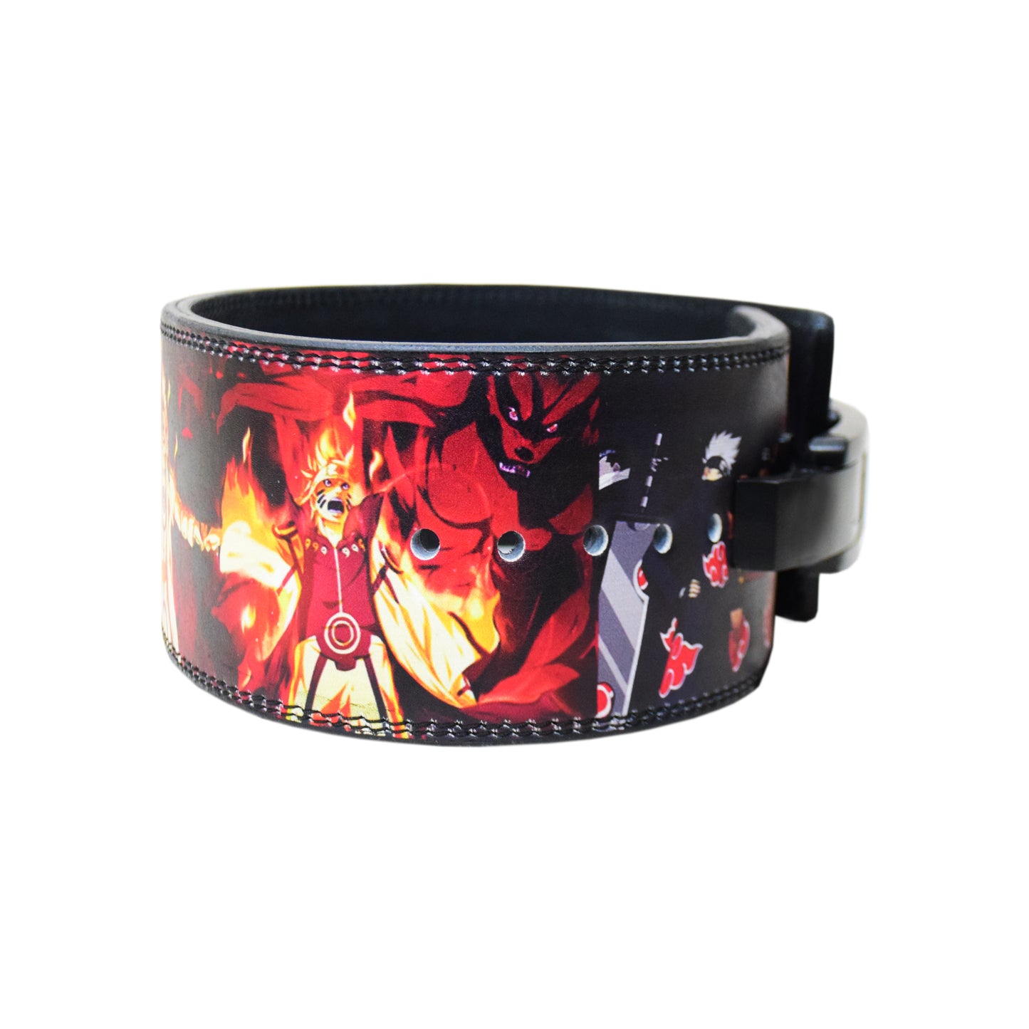 Anime Weight Lifting Belt with Naruto theme Heavy Duty Leather for Gym Strength Training, Weightlifting, and Powerlifting, Adjustable (Basic Buckle)