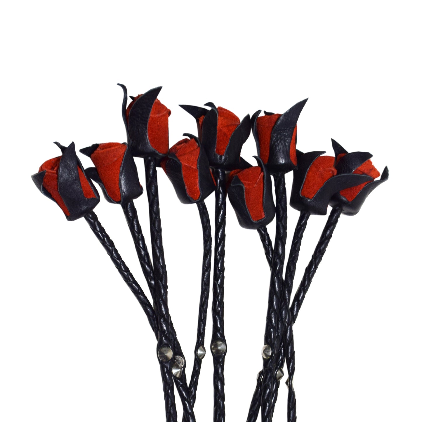 Aaylans Cow Leather Training Black & Red Flowers Cat-o-Nine Flogger - Cat-o-Nine Heavy-Duty Horse Taming & Equestrian Tool