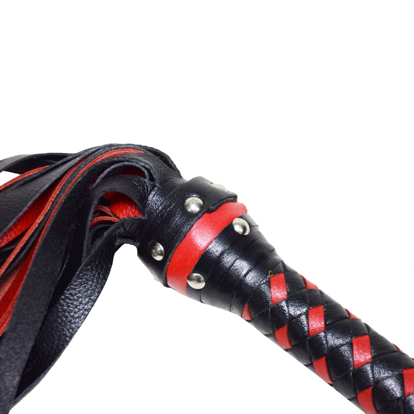 Aaylans Cow Leather Training Black & Red Flogger - 25 Tails Heavy-Duty Horse Taming & Equestrian Tool